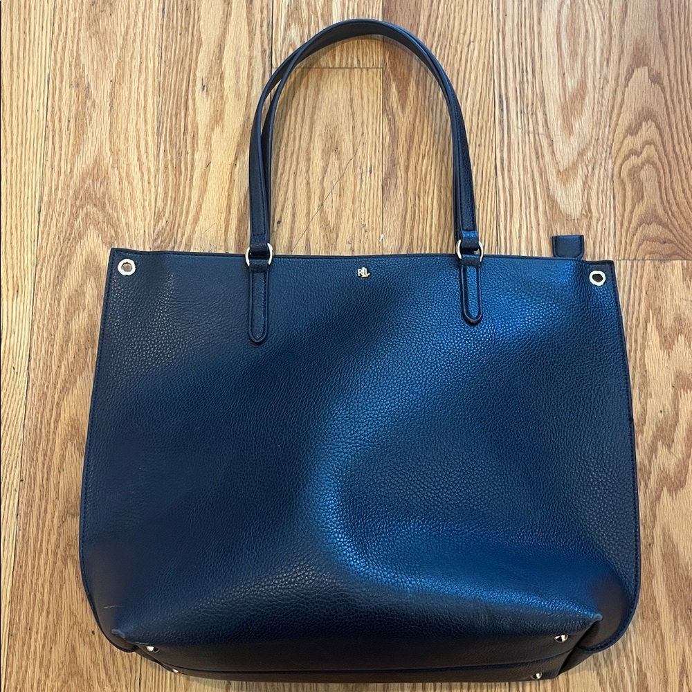 Ralph Lauren Dark Blue Faux Leather Tote
